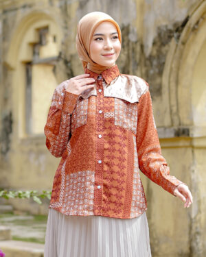 ZAZI - GEMINTANG Blouse Printing Aksen Jaquard