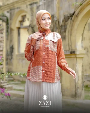 ZAZI - GEMINTANG Blouse Printing Aksen Jaquard