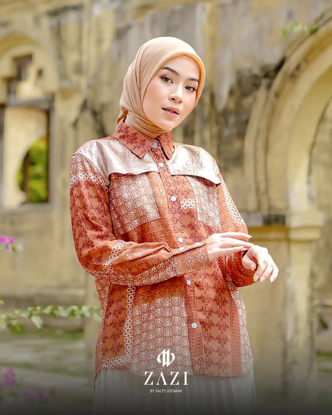 ZAZI - GEMINTANG Blouse Printing Aksen Jaquard - Image 3