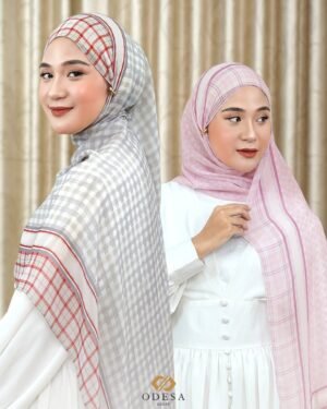 ODESA - RONA Hijab Pashmina Motif Kotak Stripe Tartan 188X75cm Azura Premium