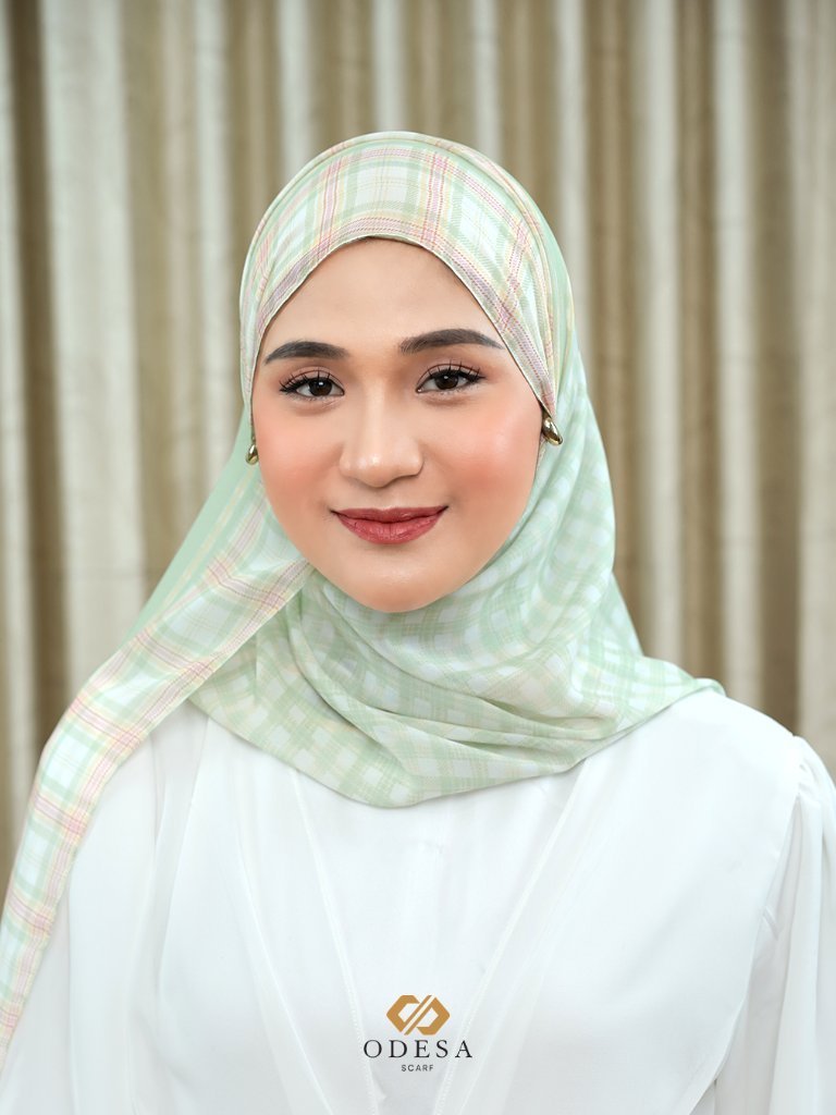 ODESA - RONA Hijab Pashmina Motif Kotak Stripe Tartan 188X75cm Azura Premium - Image 2
