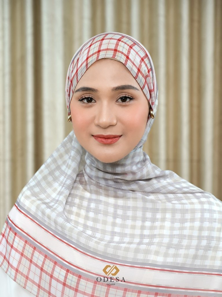 ODESA - RONA Hijab Pashmina Motif Kotak Stripe Tartan 188X75cm Azura Premium - Image 5