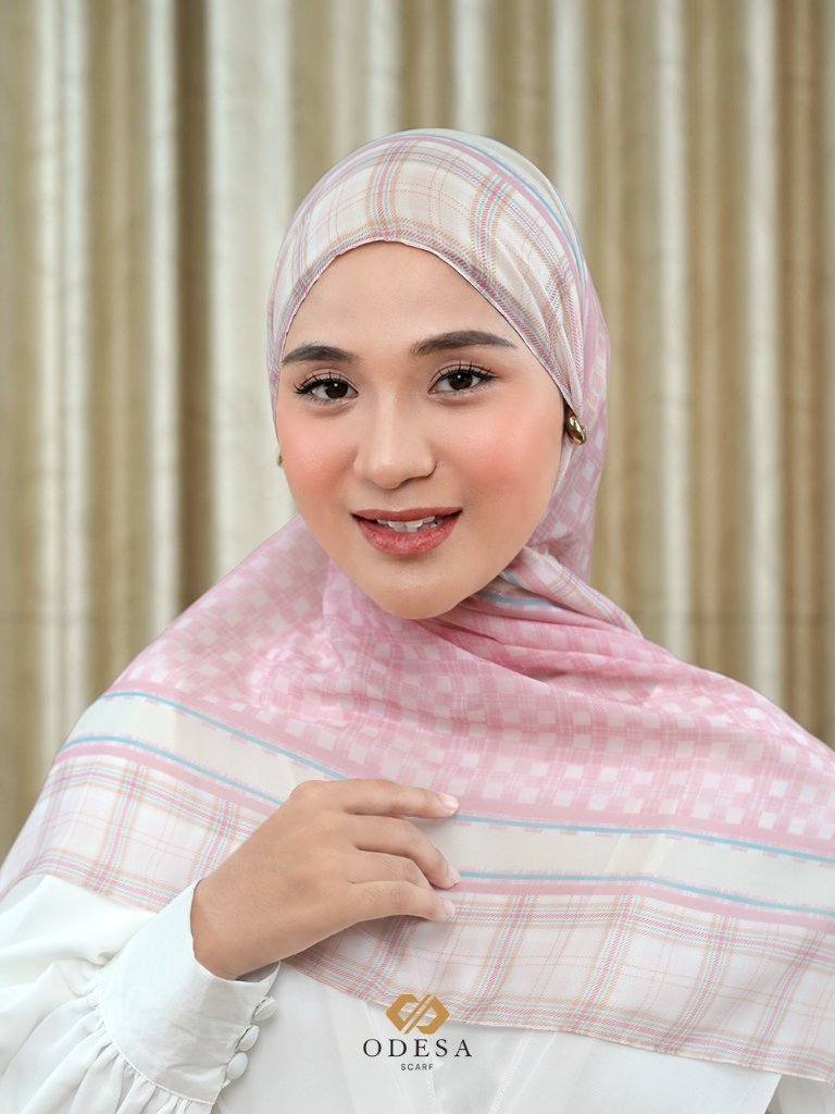 ODESA - RONA Hijab Pashmina Motif Kotak Stripe Tartan 188X75cm Azura Premium - Image 6