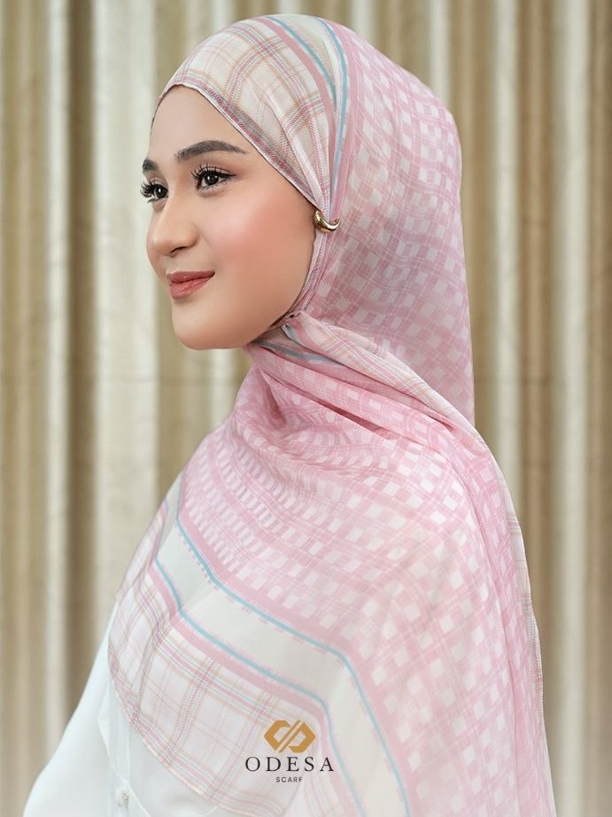 ODESA - RONA Hijab Pashmina Motif Kotak Stripe Tartan 188X75cm Azura Premium - Image 7